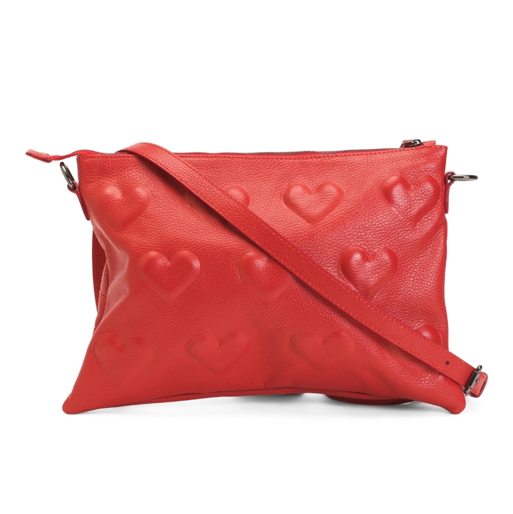 IO Pelle Red Heart Crossbody Handbag
